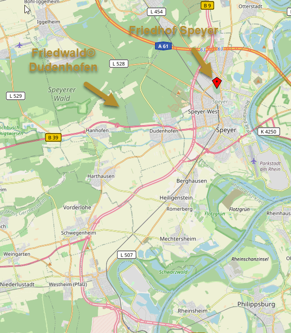 Karte Friedhöfe Speyer